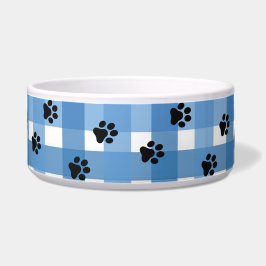 Blue Gingham Pet Bowl, Chic och Elegant