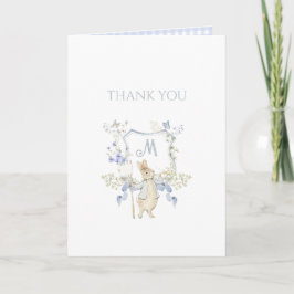 Blue Gingham Peter Rabbit Baby Showe Tack Kort