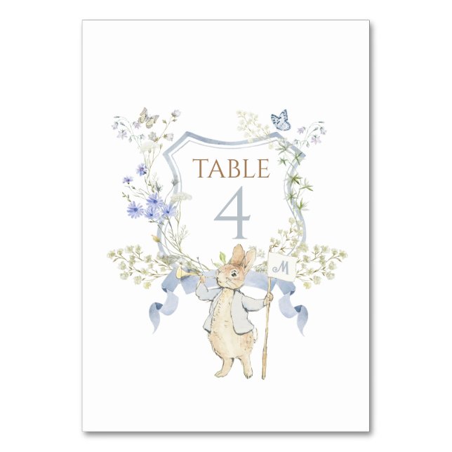 Blue Gingham Peter, Rabbit Baby Shower MUTED BL Bordsnummer (Framsidan)