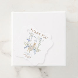 Blue Gingham Peter, Rabbit Baby Shower MUTED BL Gåvor Etiketter