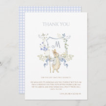 Blue Gingham Peter, Rabbit Baby Shower MUTED BL