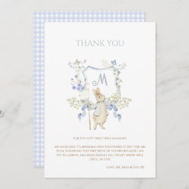 Blue Gingham Peter, Rabbit Baby Shower MUTED BL Tack Kort