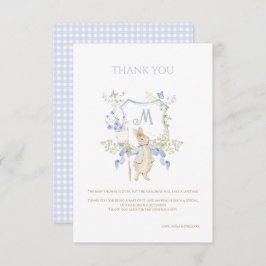 Blue Gingham Peter, Rabbit Baby Shower MUTED BL Tack Kort