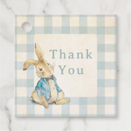 Blue Gingham Peter The Rabbit Birthday Tack Gåvor Etiketter