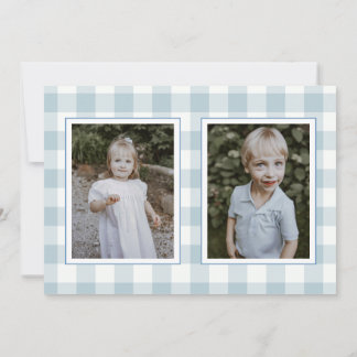 Blue Gingham Plaid Holiday Card Inbjudningar
