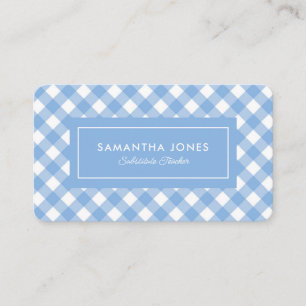 Blue Gingham Play Supply Teacher Contact Info Visitkort