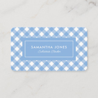 Blue Gingham Play Supply Teacher Contact Info Visitkort