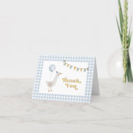 Blue Gingham Playful Goose - tackkort