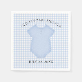 Blue Gingham Pojke Bodydress Baby Shower Pappersservett