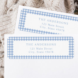 Blue Gingham Returadress Returadress Etikett
