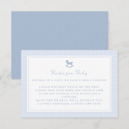 Blue Gingham Rocking Horse Bokar för Baby Card Meddelande