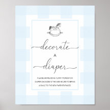 Blue Gingham Rocking Horse Decorate A Diaper Game