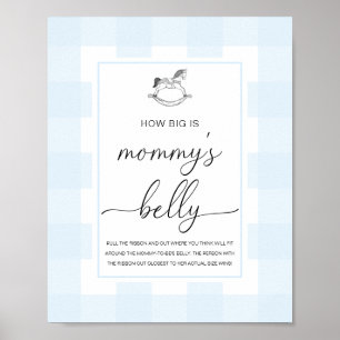 Blue Gingham Rocking Horse Hur stor är hennes bell Poster