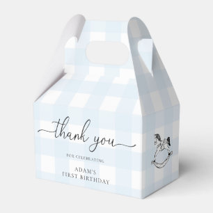 Blue Gingham Rocking Horse Tack Favor Box Presentaskar