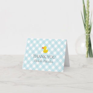 Blue Gingham Rubber Duckie Baby Shower Tack Kort