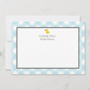 Blue Gingham Rubber Duckie Baby Shower Tack Kort