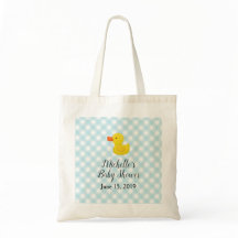 Blue Gingham Rubber Duckie Baby Shower