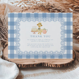  Blue Gingham Silly Goose 1st Birthday Tack Kort
