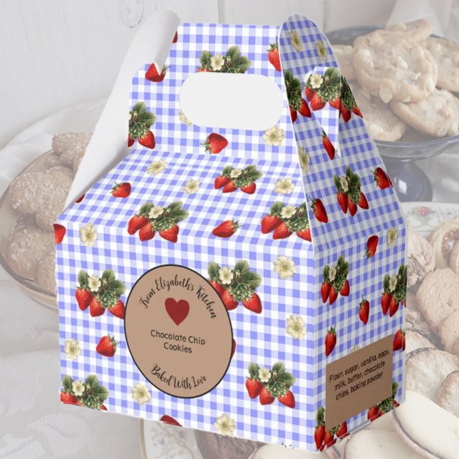 Blue Gingham Strawbär Food Gift Presentaskar (Skapare uppladdad)