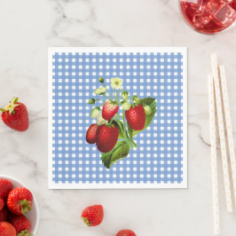 Blue Gingham & Strawbär Lunch Pappersservett