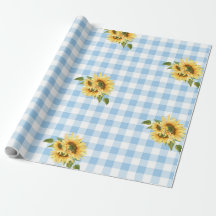 Blue Gingham Sunsun Baby Shower Wrapping Papper