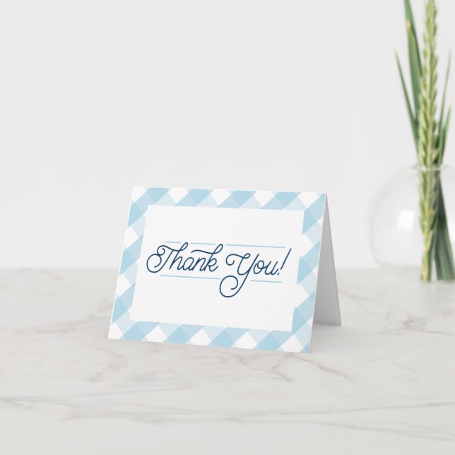 Blue Gingham Tack Notecards Kort (Framsida)