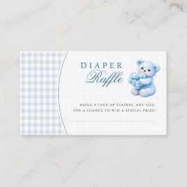 Blue Gingham Teddy Bear Neutral Baby Shower Tilläggskort