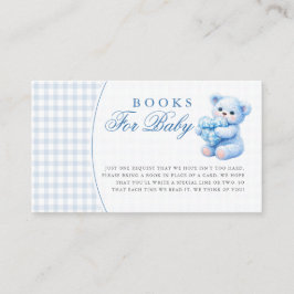 Blue Gingham Teddy Bear Neutral Baby Shower Tilläggskort