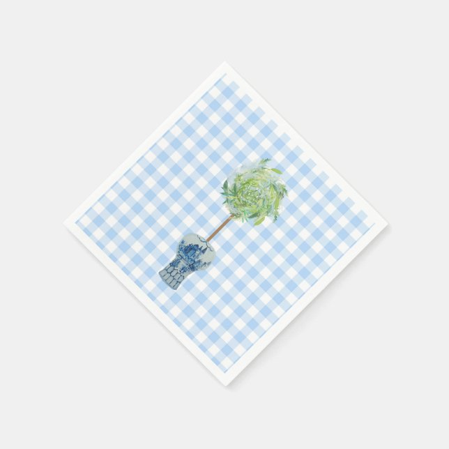 Blue Gingham Topiary Papper Pappersservett (Hörn)