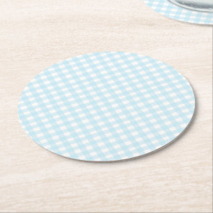 Blue Gingham Underlägg Papper Rund