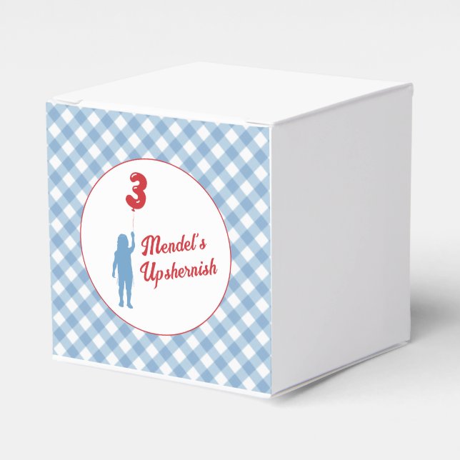 Blue Gingham Upsherin Papper Tallrikar Presentaskar (Framsidan Sidan)