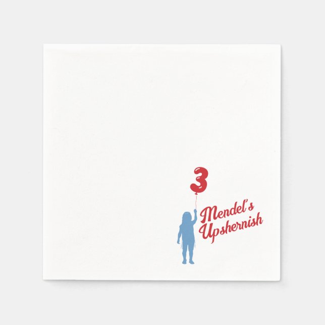 Blue Gingham Upshernish Personlig Napkin Pappersservett (Framsidan)