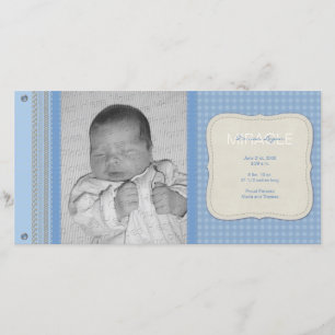 Blue Gingham Vintage Birth Notice Meddelande