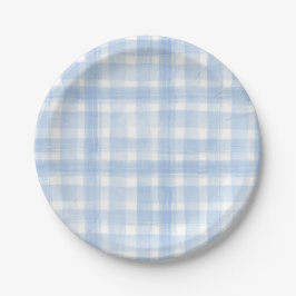Blue Gingham Watercolor Papprare Tallrikar