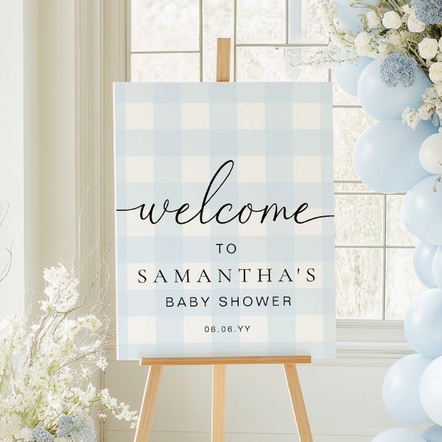 Blue Gingham Welcome Sign Poster (Skapare uppladdad)