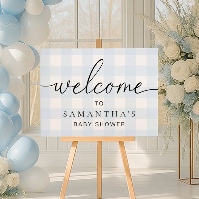 Blue Gingham Welcome Sign Poster (Skapare uppladdad)