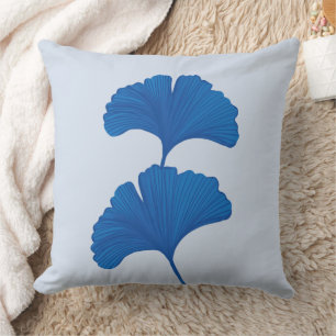 Blue Ginkgo Löv Anpassade Background Färg Kudde