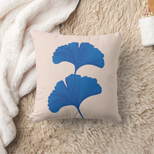 Blue Ginkgo Löv Anpassade Background Färg Kudde (Filt)