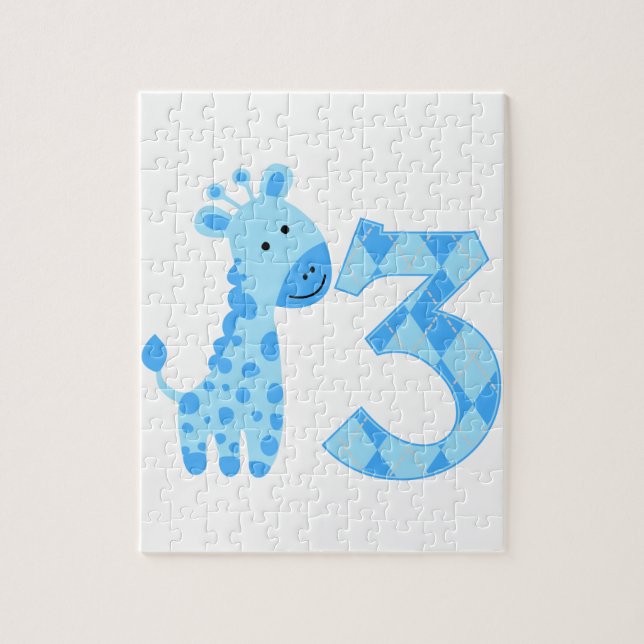 Blue Giraffe 3:e födelsedagen Pussel (Vertikal)
