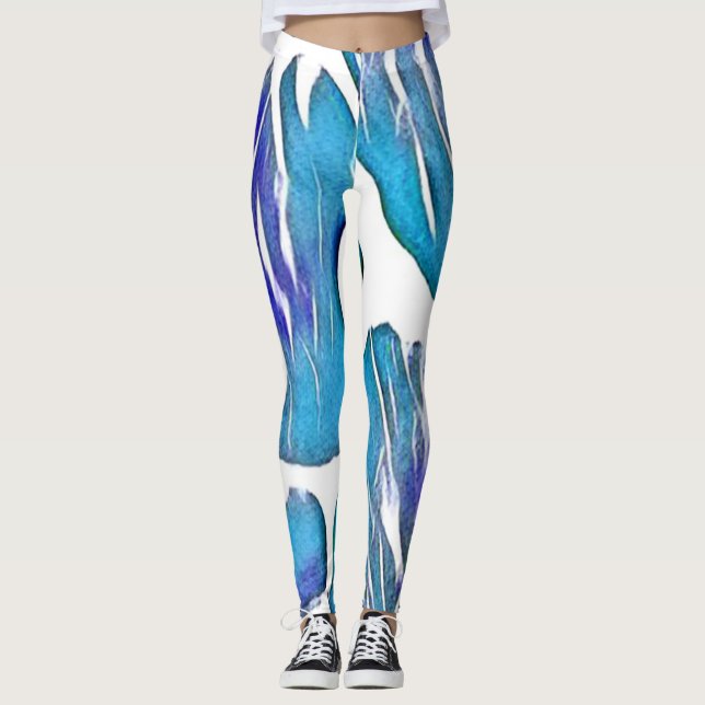 Blue Giraffe Animal Print Leggings (Framsida)