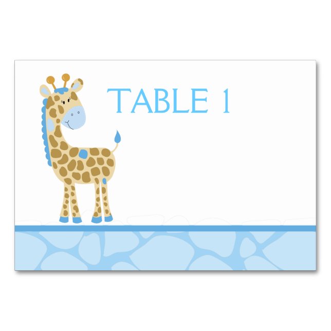 Blue Giraffe Anpassningsbar Bord Card Bordsnummer (Framsidan)
