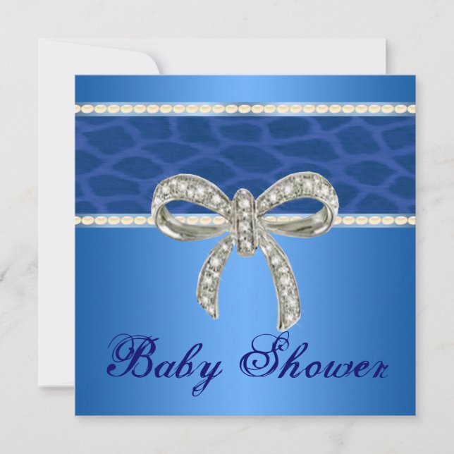Blue Giraffe Diamond Bow Baby Shower-inbjudan Inbjudningar (Framsida)