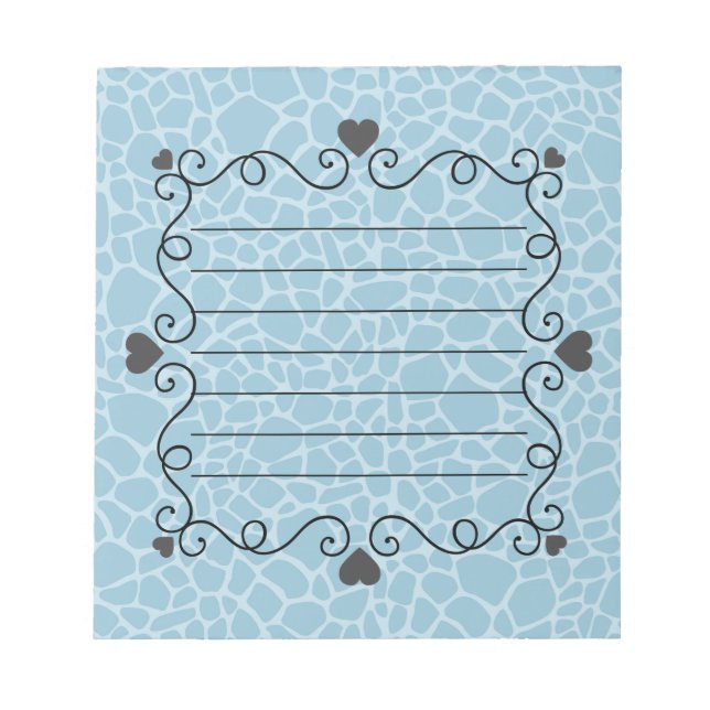 Blue Giraffe Print Anteckningsblock (Framsida)