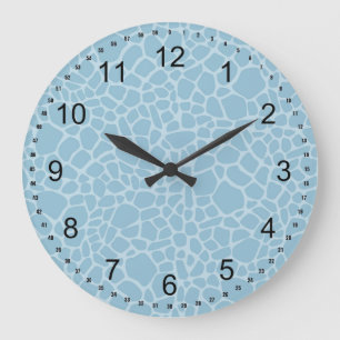 Blue Giraffe Print Stor Klocka