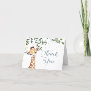 Blue Giraffe Safari Baby Shower Tack Kort