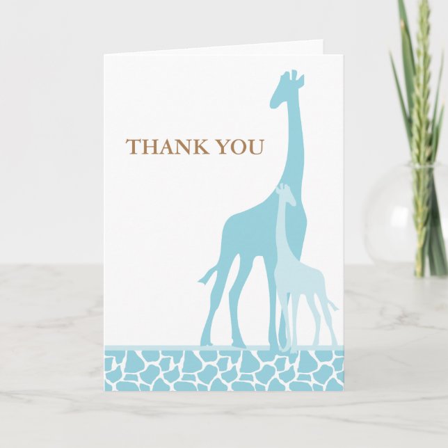 Blue Giraffes Baby Shower Tack Kort (Framsida)