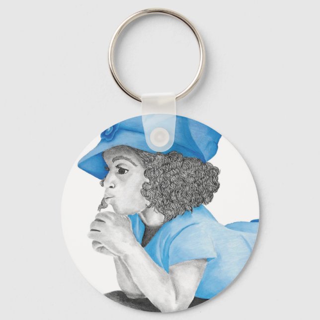 Blue Girl 1 Keychain Nyckelring (Framsida)