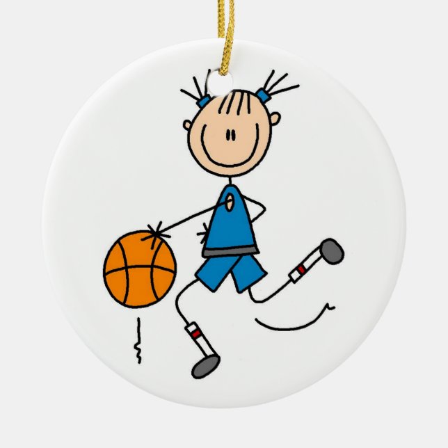 Blue Girl Basketball Player T shirts och Gifts Julgransprydnad Keramik (Framsidan)