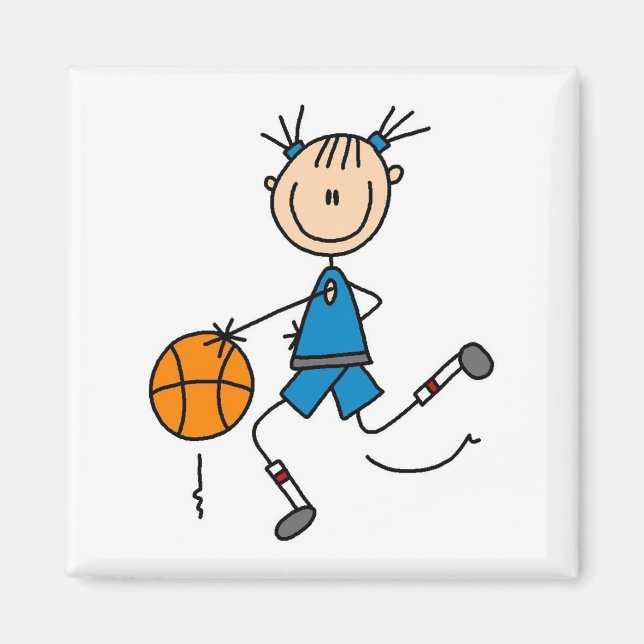 Blue Girl Basketball Player T shirts och Gifts Magnet (Framsidan)