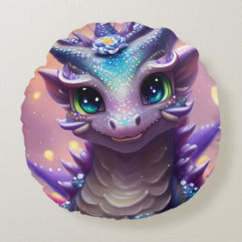 Blue Girl Dragon Rund Kudde